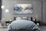 VHMING Abstract Wall Art Wall Decor Blue and Gray White Modern Canvas Wall Paintings Abstract Artwork for Living Room Bedroom Bathroom Office Home Decor Can Be Hung Directly 24"x 48"