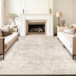 Art&Tuft Washable Rugs 8x10, Anti-Slip Backing Abstract 8x10 Rug, Stain Resistant Rugs for Living Room, Foldable Machine Washable Area Rug (TPR53-Beige, 8'x10')