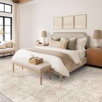 Art&Tuft Washable Rugs 8x10, Anti-Slip Backing Abstract 8x10 Rug, Stain Resistant Rugs for Living Room, Foldable Machine Washable Area Rug (TPR53-Beige, 8'x10')