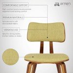 Armen Living Jaguar Mid Century Modern Dining Accent Chair for Kitchen Table Desk Vanity in Green Fabric and Walnut Wood Finish