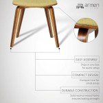 Armen Living Jaguar Mid Century Modern Dining Accent Chair for Kitchen Table Desk Vanity in Green Fabric and Walnut Wood Finish