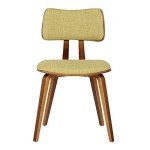 Armen Living Jaguar Mid Century Modern Dining Accent Chair for Kitchen Table Desk Vanity in Green Fabric and Walnut Wood Finish
