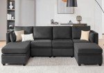 Weture Modular Sectional Sofa with Storage, U Shaped Sectional Couch for Living Room, Convertible Modular Sofa Couch with Ottomans, High Supportive & Soft Sponge, 6 Seat, Darkgrey