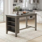 Signature Design by Ashley Caitbrook Rustic Counter Height Dining Table with Storage, Dark Gray