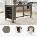 Signature Design by Ashley Caitbrook Rustic Counter Height Dining Table with Storage, Dark Gray