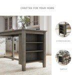 Signature Design by Ashley Caitbrook Rustic Counter Height Dining Table with Storage, Dark Gray