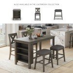 Signature Design by Ashley Caitbrook Rustic Counter Height Dining Table with Storage, Dark Gray