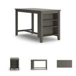 Signature Design by Ashley Caitbrook Rustic Counter Height Dining Table with Storage, Dark Gray