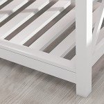 UYIHOME Farmhouse Coffee Table for Living Room, 2-Tier Rectangular Wooden Centre Cocktail Table with Slats Shelf Storage and V-Shaped Frame, Oak Grey