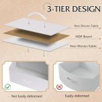 WLIVE White Dresser for Bedroom with 10 Drawers, Chest of Drawers with Side Pockets and Hooks, PU Storage Dresser, Sturdy Metal Frame, Drawers Organizer Unit for Living Room, Hallway, Closet