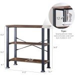 HOMBAZAAR 3 Tier Bookshelf,Rustic Brown Industrial Book Shelf,Engineered Wood and Metal Deep Bookcases,Low Shelf Bookcase for Living Room,Office,Bedroom and Kitchen