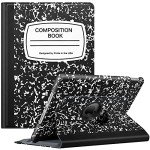 Fintie Rotating Case for iPad 9th Generation (2021) / 8th Generation (2020) / 7th Gen (2019) 10.2 Inch - 360 Degree Rotating Stand Cover with Pencil Holder, Auto Wake Sleep, Black Composition Book