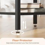 SUPERJARE Nightstand with Charging Station, Bed Side Table with Adjustable Fabric Drawer, Night Stand for Bedroom, 3-Tier Storage End Table, for Living Room, Black