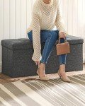 SONGMICS Mazie Collection - 43 Inches Ottoman Storage Bench, 35 Gal. Folding Chest with Breathable Linen-Look Fabric, Load up to 660 lb, for Entryway, Living Room, Bedroom, Dark Gray ULSF077G04