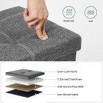 SONGMICS Mazie Collection - 43 Inches Ottoman Storage Bench, 35 Gal. Folding Chest with Breathable Linen-Look Fabric, Load up to 660 lb, for Entryway, Living Room, Bedroom, Dark Gray ULSF077G04