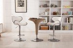 Roundhill Furniture Masaccio Cushioned Leatherette Upholstery Airlift Adjustable Swivel Barstool with Chrome Base, Set of 2, White