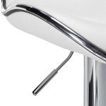 Roundhill Furniture Masaccio Cushioned Leatherette Upholstery Airlift Adjustable Swivel Barstool with Chrome Base, Set of 2, White