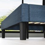 ZINUS Omkaram Upholstered Platform Bed Frame, Mattress Foundation, Wood Slat Support, No Box Spring Needed, Easy Assembly, King, Navy