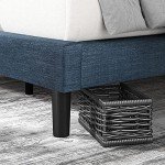 ZINUS Omkaram Upholstered Platform Bed Frame, Mattress Foundation, Wood Slat Support, No Box Spring Needed, Easy Assembly, King, Navy