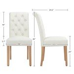Yaheetech Dining Chairs Set of 2 Fabric Upholstered Tufted Button Parsons Kitchen Dining Room Chairs with Solid Wood and Padded Seat, Beige