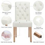 Yaheetech Dining Chairs Set of 2 Fabric Upholstered Tufted Button Parsons Kitchen Dining Room Chairs with Solid Wood and Padded Seat, Beige