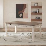 Signature Design by Ashley Bolanburg Farmhouse Dining Table with Drawers, Seats up to 6, Whitewash