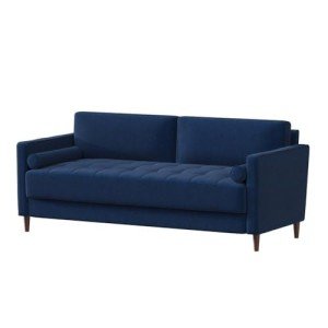 Studio LivingĀ® Lexington Sofa, Mid-Century Modern, Pocket Coil Comfort, Easy Assembly, Woven Fabric, Navy Blue