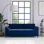 Studio Living® Lexington Sofa, Mid-Century Modern, Pocket Coil Comfort, Easy Assembly, Woven Fabric, Navy Blue