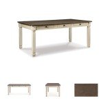 Signature Design by Ashley Bolanburg Farmhouse Dining Table with Drawers, Seats up to 6, Whitewash