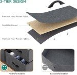 YITAHOME Dresser with 9 Drawers - Fabric Storage Tower, Tall Chest Organizer Unit for Living Room, Entryway with Sturdy Steel Frame, Wooden Top, Black Grey