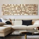 Textured Block 3D Wood Wall Art - Gold Leaf