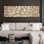 Textured Block 3D Wood Wall Art - Gold Leaf