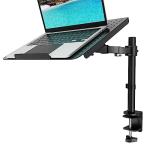 WALI Laptop Tray Desk Mount for 17inch Notebook, Fully Adjustable Laptop Arm up to 22lbs, Monitor Mount with Vented Cooling Platform Stand (M00LP), Black