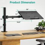 WALI Laptop Tray Desk Mount for 17inch Notebook, Fully Adjustable Laptop Arm up to 22lbs, Monitor Mount with Vented Cooling Platform Stand (M00LP), Black