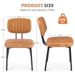 Sweetcrispy Dining Chairs Set of 2, Upholstered Mid Century Modern Kitchen Dining Room Accent Chairs with Faux Leather Cushion Seat & Metal Legs for Kitchen, Living Room - Brown
