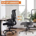 Sweetcrispy Ergonomic Office Desk Computer Chair, Comfy High Back Swivel Rolling Home Mesh Gaming Chairs with Wheels, Lumbar Support, Flip-up Arms,for Bedroom, Study, Work, Classic Black