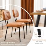 Sweetcrispy Dining Chairs Set of 2, Upholstered Mid Century Modern Kitchen Dining Room Accent Chairs with Faux Leather Cushion Seat & Metal Legs for Kitchen, Living Room - Brown