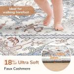 OPPODREAM Soft Neutral Area Rugs 5x7, 5x7 Washable Rug with Non Slip Backing, 5 x 7 Faux Cashmere Low-Pile Carpet, Light Grey & Ivory Cream