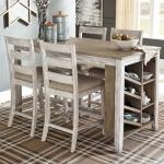 Signature Design by Ashley Skempton Farmhouse 36" Counter Height Dining Table with Storage & Wine Rack, Whitewash