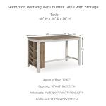 Signature Design by Ashley Skempton Farmhouse 36" Counter Height Dining Table with Storage & Wine Rack, Whitewash