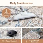 OPPODREAM Soft Neutral Area Rugs 5x7, 5x7 Washable Rug with Non Slip Backing, 5 x 7 Faux Cashmere Low-Pile Carpet, Light Grey & Ivory Cream