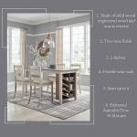 Signature Design by Ashley Skempton Farmhouse 36" Counter Height Dining Table with Storage & Wine Rack, Whitewash