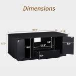 LKTART Coffee Table, 46.5" Mid Century Modern Storage Coffee Table with Door, Center Table with Drawer Wave Pattern for Living Room, Office, Apartment, Black