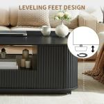 LKTART Coffee Table, 46.5" Mid Century Modern Storage Coffee Table with Door, Center Table with Drawer Wave Pattern for Living Room, Office, Apartment, Black