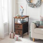 HOOBRO End Table with Charging Station, Narrow Side Table, Nightstand with 2 Non-Woven Drawers, Slim Sofa Side Table, for Small Spaces, Living Room, Bedroom, Rustic Brown and Black BF486UBZ01