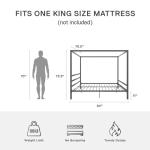 DHP King Metal Canopy Bed, Modern Design with Built-In Headboard, Sturdy Frame, No Box Spring Needed, Gunmetal Gray