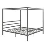 DHP King Metal Canopy Bed, Modern Design with Built-In Headboard, Sturdy Frame, No Box Spring Needed, Gunmetal Gray