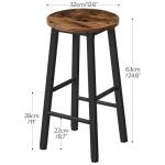 HOOBRO Bar Stools, Barstools Set of 2,Counter Height Barstools, 24.8" Bar Stools for Kitchen Island, Industrial Bar Chairs, for Dining Room, Kitchen, Bar, Rustic Brown and Black BF07BY01G1