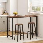 HOOBRO Bar Stools, Barstools Set of 2,Counter Height Barstools, 24.8" Bar Stools for Kitchen Island, Industrial Bar Chairs, for Dining Room, Kitchen, Bar, Rustic Brown and Black BF07BY01G1