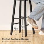 HOOBRO Bar Stools, Barstools Set of 2,Counter Height Barstools, 24.8" Bar Stools for Kitchen Island, Industrial Bar Chairs, for Dining Room, Kitchen, Bar, Rustic Brown and Black BF07BY01G1